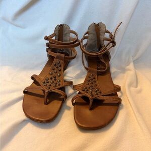 Mudd Brown Strappy Sandals with Stud Details